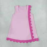 GSD4240 Solid Color Rose Red Scallop Edge Yoga Girls Dress