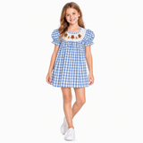 GSD4250 Smocked Thanksgiving Day Turkey Pumpkin Plaid Girl's Dress