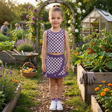GSD4251 Purple Plaid Scallop Edge Yoga Girls Skorts Set