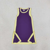 GSD4253 Solid Color Yellow Purple Yoga Girl's Dress