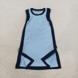 GSD4256 Solid Color Blue Yoga Girl's Dress