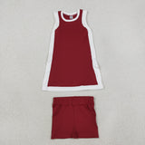 GSD4257 Solid Color Dark Red Yoga Girl's Dress