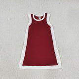 GSD4257 Solid Color Dark Red Yoga Girl's Dress