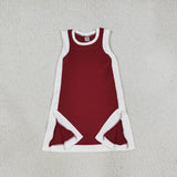 GSD4257 Solid Color Dark Red Yoga Girl's Dress