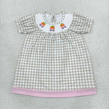 GSD4258 Smocked Fall Pumpkin Car Plaid Girl's Dress