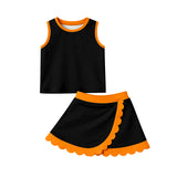 Preorder Samples GSD4259 Orange Black Scallop Edge Yoga Girls Skorts Set