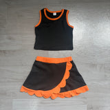 Preorder Samples GSD4259 Orange Black Scallop Edge Yoga Girls Skorts Set