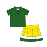 Preorder Samples GSD4261 Green Pleated Yoga Polo Girls Skorts Set
