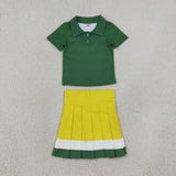 GSD4261 Green Pleated Yoga Polo Girls Skorts Set