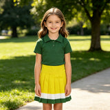 GSD4261 Green Pleated Yoga Polo Girls Skorts Set