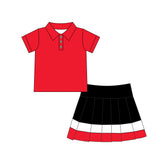 Preorder Samples GSD4262 Red Pleated Yoga Polo Girls Skorts Set