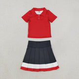 GSD4262 Red Pleated Yoga Polo Girls Skorts Set