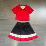 Preorder Samples GSD4262 Red Pleated Yoga Polo Girls Skorts Set