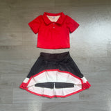 Preorder Samples GSD4262 Red Pleated Yoga Polo Girls Skorts Set