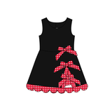 Preorder Samples GSD4263 Red Plaid Black Scallop Edge Yoga Girl's Dress Onesie