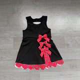 Preorder Samples GSD4263 Red Plaid Black Scallop Edge Yoga Girl's Dress Onesie