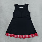 GSD4263 Red Plaid Black Scallop Edge Yoga Girl's Dress Onesie