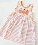 Preorder Samples GSD4265 Embroidery Fall Pumpkin Bows Stripe Pink Girl's Dress