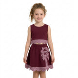 GSD4266 Red Plaid Bows Scallop Edge Yoga Girls Skorts Set