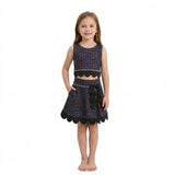 GSD4268 Black Leopard Bows Scallop Edge Yoga Girls Skorts Set