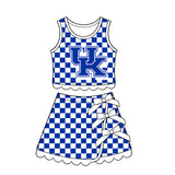 Preorder MOQ 5 pcs Each Style School Team Mascot Bows Scallop Edge Yoga Girls Skorts Set