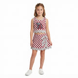 GSD4284 Mascot School Team Plaid Gray Bows Scallop Edge Yoga Girls Skorts Set