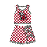 Preorder MOQ 5 pcs Each Style School Team Mascot Bows Scallop Edge Yoga Girls Skorts Set