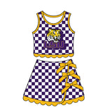 Preorder MOQ 5 pcs Each Style School Team Mascot Bows Scallop Edge Yoga Girls Skorts Set