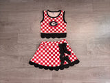 Preorder Samples Each Style School Team Mascot Bows Scallop Edge Yoga Girls Skorts Set-2026.8.20