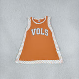 GSD4292 Vinyl School Team Solid Color Orange Yoga Girl's Dress