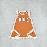 GSD4292 Vinyl School Team Solid Color Orange Yoga Girl's Dress