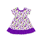 Preorder MOQ 5 pcs Each Style Mardi Gras Leopard Purple Kids Matching Clothes