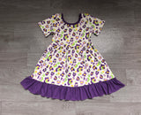 NO MOQ Preorder Samples Each Style Mardi Gras Leopard Purple Kids Matching Clothes