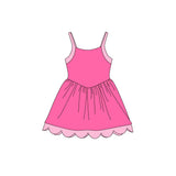 Preorder MOQ 5 pcs Each Style Solid Colorful Straps Yoga Scallop Edge Girl's Dress