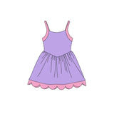 Preorder MOQ 5 pcs Each Style Solid Colorful Straps Yoga Scallop Edge Girl's Dress