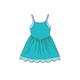 Preorder MOQ 5 pcs Each Style Solid Colorful Straps Yoga Scallop Edge Girl's Dress
