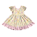 Preorder MOQ 5 pcs Each Style Happy Easter Bunny Flower Pink Kids Matching Clothes