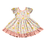 Preorder MOQ 5 pcs Each Style Easter Eggs Chick Flower Bows Pink Ruffles Kids Matching Clothes