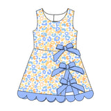 Preorder MOQ 5 pcs Each Style Colorful Leopard Bows Scallop Edge Yoga Girl's Dress Kids Matching Clothes