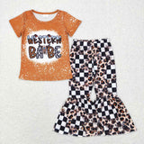 GSPO0388 Western BABE Brown Leopard Girl's Set