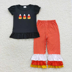 Halloween Embroidery Candy Corn Kids Sibiling Matching Clothes