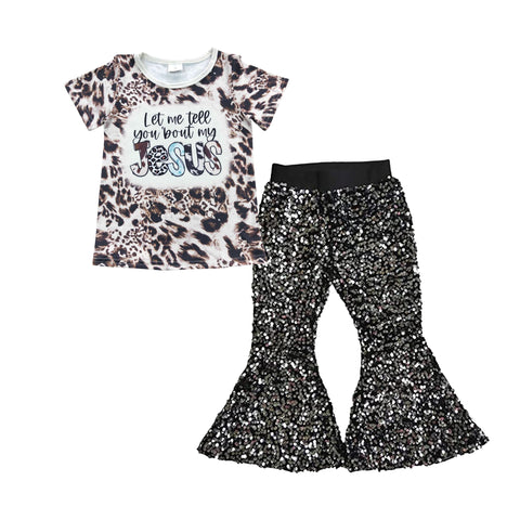 GSPO0713 Fashion Jesus Black Sequin Girl's Set