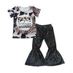 GSPO0715 Fashion WARNING Black Golden Velvet Girl's Set