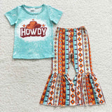 GSPO0735 HOWDY Western Hat Stripe Girl's set