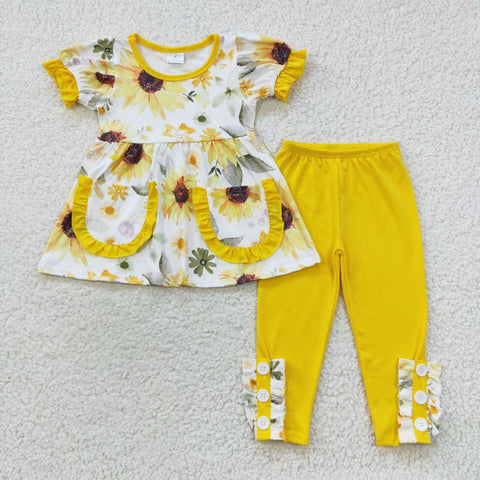 GSPO0755 Sunflower Pockets Yellow Girl's set