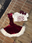 GSPO0791 Christmas Santa Baby Red Golden velvet Girl's set