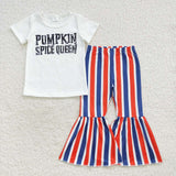 GSPO0794 Pumpkin Spice Queen Stripe Girl's Set