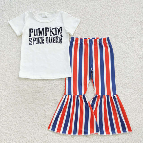 GSPO0794 Pumpkin Spice Queen Stripe Girl's Set