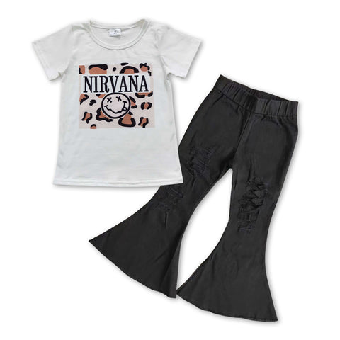 GSPO0841 NIRVANA Black Jeans 2 Pcs Girl's Set