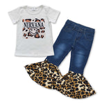 GSPO0842 NIRVANA Leopard Blue Jeans 2 Pcs Girl's Set